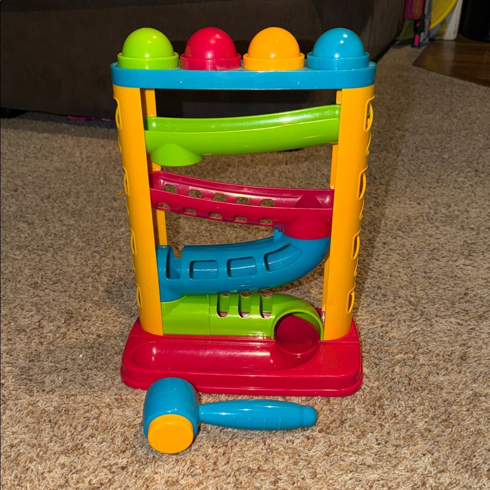 Colorful Hammer Drop Ball Ramp Toy for Toddlers - Multicolor
